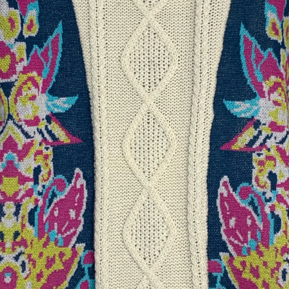 Flying‎ Tomato cable knit floral cardigan sweater sz M - Picture 10 of 11